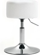 HOMCOM Stołek Barowy, Wyściełany z Metalową Ramą, Wygląd Kordu, Regulowana Wysokość, Obrotowy 360°, Biały