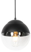 Retro lampa wisząca czarna z przezroczystym szkłem 20 cm - Eclipse Retro Oswietlenie wewnetrzne