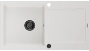 Mexen Leo zlewozmywak granitowy 1-komorowy z ociekaczem 900 x 500 mm, biały, syfon czarny - 6501901010-20-B