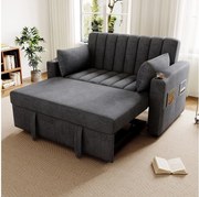 Sofa rozkładana - 100 x 160 cm - podwójna z regulowanym oparciem + z drzwiczkami + kubek i poduszki - szara