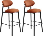 Zestaw 2 stołków z aksamitu i czarnego metalu - Terracotta - LAKABI