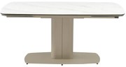 Rozkładany stół jadalniany 6-10-osobowy z ceramiki i metalu – imitacja marmuru w kolorze białym i taupe – CARIOULA marki Pascal MORABITO