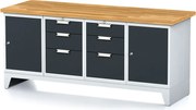 Stół warsztatowy MECHANIC, 2000x685x880 mm, 2x 3 szufladowy kontener, 2x szafka, grafitowy