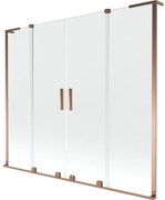 Mexen Velar L Duo parawan nawannowy 2-skrzydłowy rozsuwany 170 x 150 cm, transparent, różowe złoto - 896-170-003-02-60