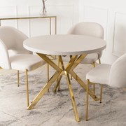 Stół Okrągły Rozkładany LUGO 90-190 cm Kaszmir/Złoty Glamour