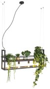 Industrialna lampa wisząca czarna z drewnianą półką 4-światłowa - Cage Rack