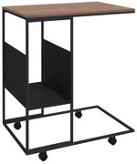 Stolik boczny na kółkach czarny + brązowy B2-M27