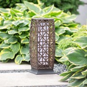 Lampa rattanowa solar wenge 16 x 16 x 48 cm PATIO