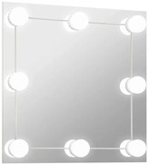 Kwadratowe srebrne lustro wiszące LED 40x40 cm T9-D02