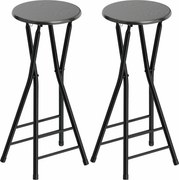 HOMCOM Stołki barowe 2 szt., składane krzesło barowe ze stalową ramą, krzesła kuchenne z podwójnym podnóżkiem 34 x 30 x 70 cm czarne | Aosom PL