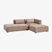Dwuczęściowa Narożna Sofa Modułowa Z Lewym Szezlongiem I Pufą Fogler Sztruksu Camel - Sklum