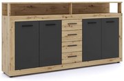 Komoda z 4 szufladami dąb artisan + czarny 190cm M1-D85