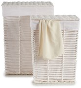 Kosze wiklinowe białe z materiałową wyściółką RUSTIC, 2 sztuki