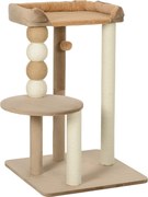 PawHut Drapak z 2 poziomami, piłką, słupkami do drapania, piłką jutową, do 7 kg, 56 x 54 x 86 cm, Kolor Brązowy