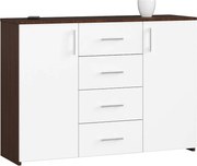 Komoda AKORD K45 Wenge 110 cm 2 drzwi 4 szuflady kolor Biały mat 4 półki 110x35x80 cm