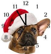 Zegar ścienny Okrągły Bulldog Pies Święta