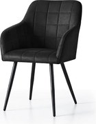 2x Krzesło tapicerowane z przeszyciami kwadratowymi Czarne LUXANO Czarne nogi