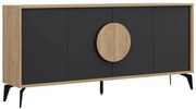 Czarna niska komoda w dekorze dębu 180x82 cm Vae – Marckeric