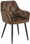 Stylowe brązowe krzesło pikowane na czarnych nóżkach P3-R28