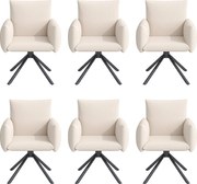 Zestaw 6 krzeseł do jadalni - 60 x 60 x 88 cm - krzesła tapicerowane - obrotowe 360° - len - beż