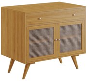 Szafka pod umywalkę z jasnego drewna tekowego z plecionką – 90 cm – MANSULAN