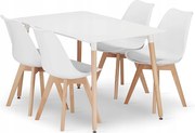 Valora YURO Stół prostokątny 120x80 biały + 4 krzesła RIKX białe