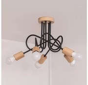 Žyrandol przysufitowy OXFORD 5xE27/15W/230V sosna/czarny