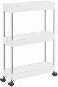 Wąski Regał Biały Na Kółkach Z 3 Półkami Z6-E08