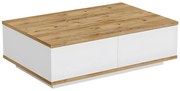 Stolik kawowy z 2 drzwiczkami - Jasny naturalny i biały - LOTULA