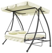 Outsunny Huśtawka ogrodowa z funkcją leżanki, 3-osobowa, Metal+Poliester, 200 x 125 x 170 cm, Biała