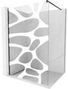 Mexen Kioto ścianka prysznicowa Walk-in 130 x 200 cm, biały wzór 8 mm, czarna - 800-130-101-70-97