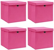 Komplet różowych pudełek z pokrywami 4 szt K2-D29