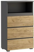 Regał na nóżkach z gładkimi frontami antracyt + dąb craft P1-G94