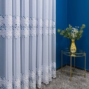 Firana haftowana Aurora markizeta biała trzy ozdobne pasy wys. 250 cm