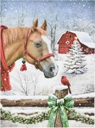 Obraz LED Zimowy Koń i Wróbel 30x40 cm z Timerem