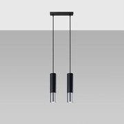 Lampy wiszące nowoczesny Zarpex, stal - 2 źródło światła 4000K - L.30 x H.90 cm - czarny/chrom