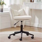 Fotel obrotowy z regulacją wysokości - Oparcie w kształcie płatka - 55 x 42 x 73-83 cm - Aksamit - Beżowy