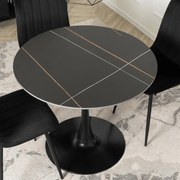 Stół Okrągły SANDER 89 cm Ceramiczny Czarny do Salonu Nowoczesny Glamour