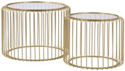 Zestaw 2 stolików kawowych z metalu i szkła - Pozłacane - FERIDA