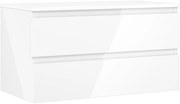 Mexen Orio szafka łazienkowa podumywalkowa 90 cm z blatem, 2 szuflady, biała połysk - 91A10-09047-2-BFFC00