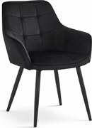 Czarne krzesło welurowe metalowe pikowane E9-T56
