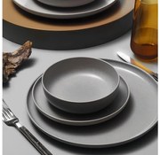 8-częściowy zestaw obiadowy, szary, porcelana
