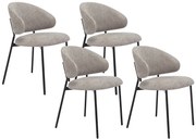 Zestaw 4 krzeseł z teksturowanej tkaniny i czarnego metalu - Taupe - VOSINIA