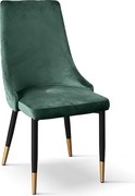 Zestaw 4 krzeseł, zielona tkanina z efektem aksamitu, antracytowe i złote nogi - IRVINE