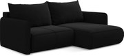 Narożnik prawostronny z funkcją spania - z tkaniny welwetowej - czarny - NANEA
