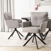 Krzesło Tapicerowane Obrotowe do Salonu CITY Szare Sztruksowe Nowoczesne