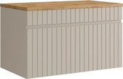 Wisząca szafka podumywalkowa prążkowana beżowa z blatem – 80 cm – SATARA