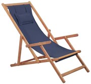 Granatowy drewniany leżak plażowy T6-G79