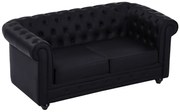Kanapa 2-osobowa z czarnej ekoskóry - CHESTERFIELD