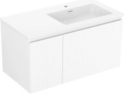 Mexen Rivel szafka łazienkowa 90 cm z umywalką Otis prawą, 1S, 1D, ryflowana, biała mat - 91A23-09047-3-BBFF01-W18P01